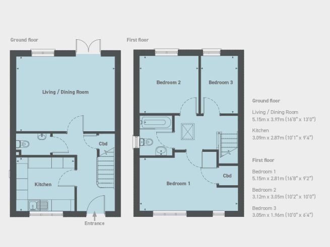 Floor plan, 3 bedroom house  - artist's impression subject to change